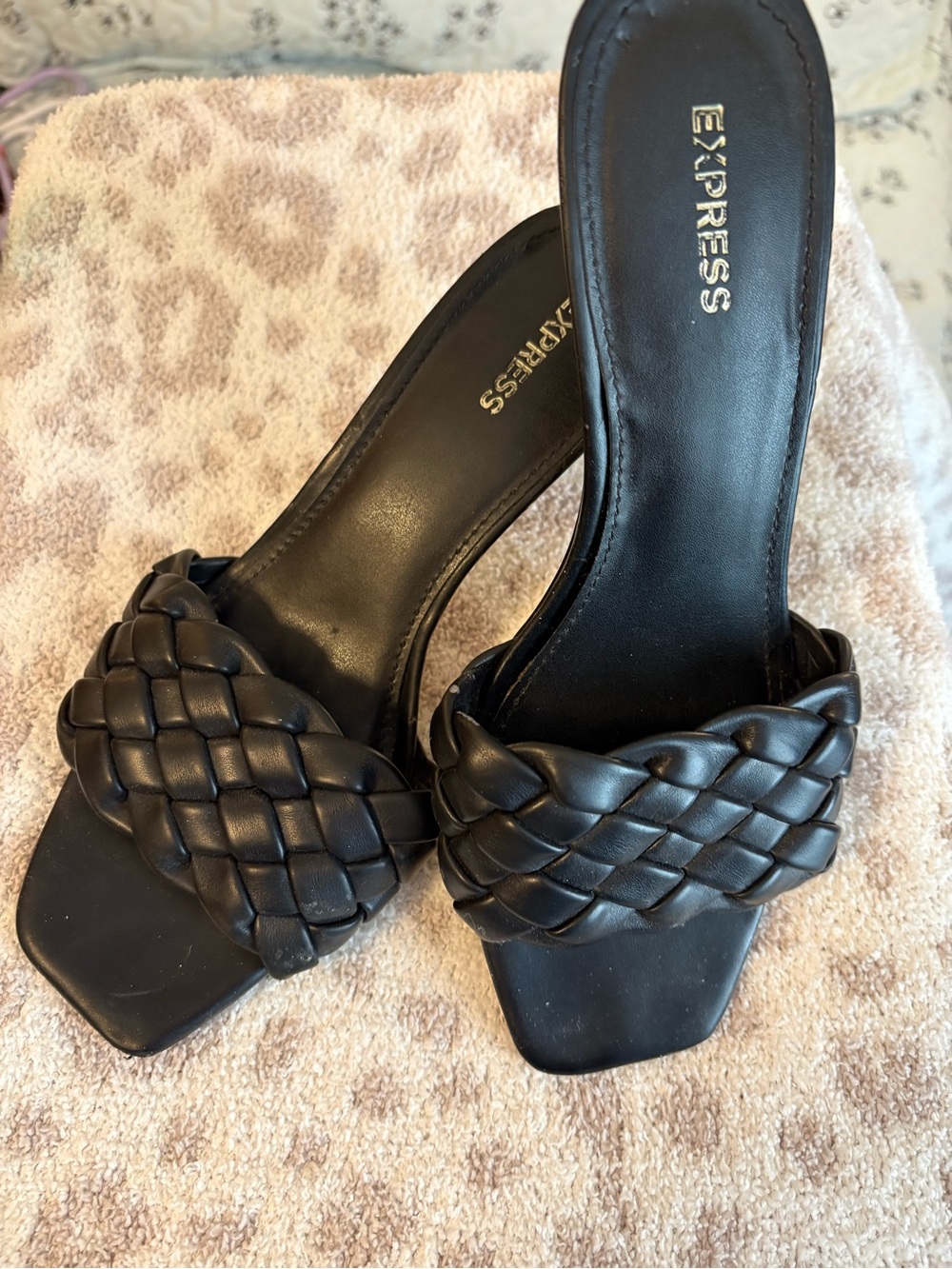Express Women’s Black Braided Strap Slide Sandals - Size 8